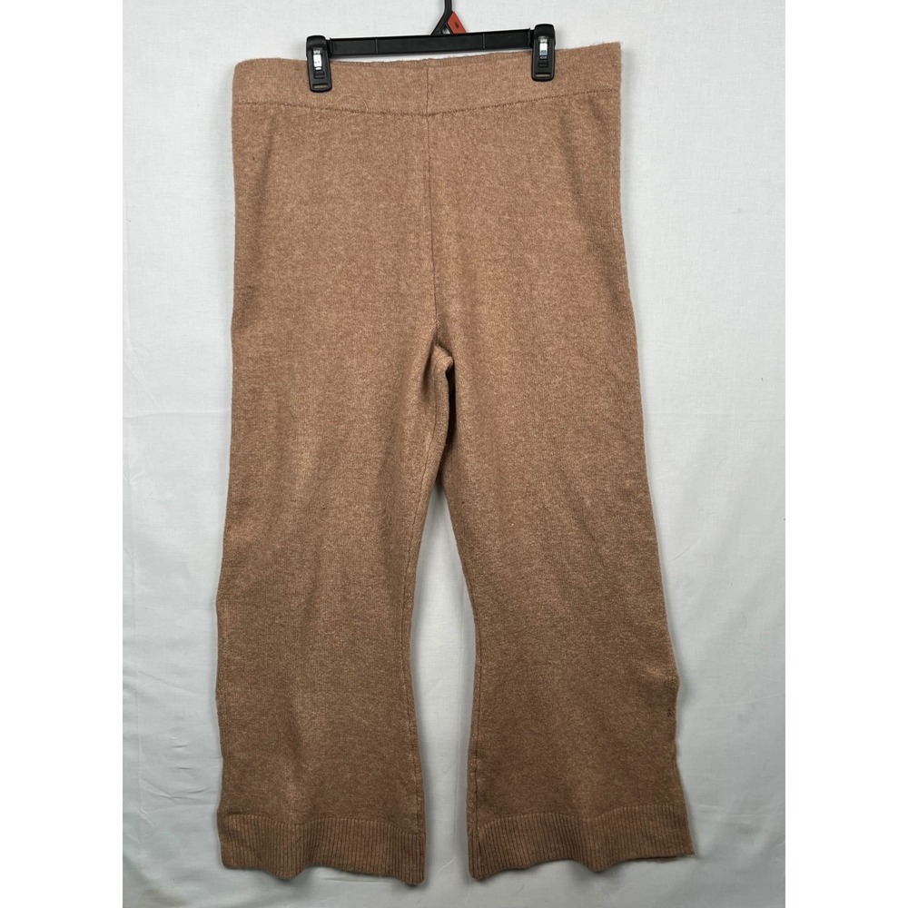 Love Knits The Sweater Dept NYC Knit Pants Womens 2X Wide Leg Tan Side Slit